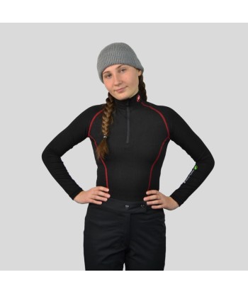 Base Layer « AIGUILLE VERTE » Femme Noir/Rouge destockage