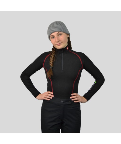 Base Layer « AIGUILLE VERTE » Femme Noir/Rouge destockage