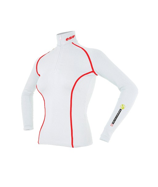 Base Layer « AIGUILLE VERTE  ESF » Femme Blanc/Rouge s'inspire de l'anatomie humaine