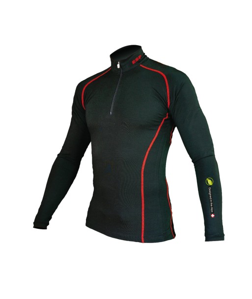 Base Layer « POINTE BLANCHE ESF» Homme Noir/Rouge d'Europe débarque