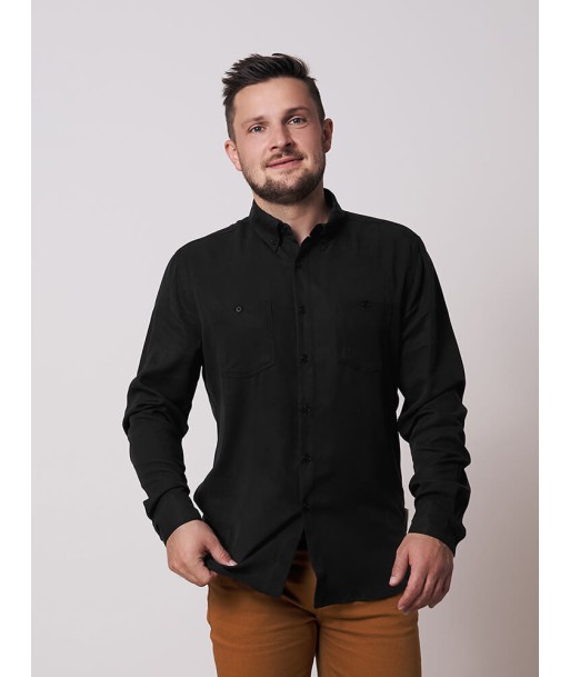 Chemise Noire Homme fibres de cellulose la colonne vertébrale