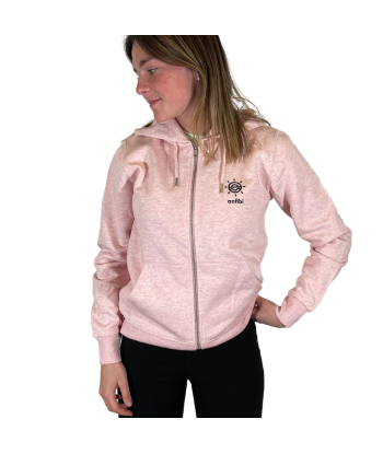 Sweat zippé unisexe Anfibi "Le jour le plus longe" - Rose chiné outlet