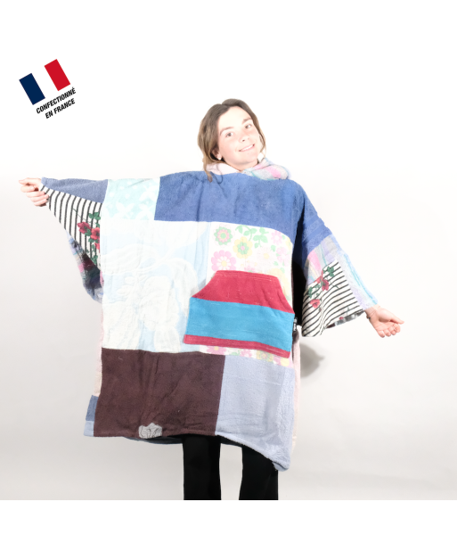 Poncho Anfibi unisexe 100% Upcyclé « Stripes and Flowers » modèle unique commande en ligne