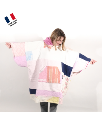 Poncho Anfibi unisexe 100% Upcyclé « Pink and Orange Style » modèle unique votre restaurant rapide dans 