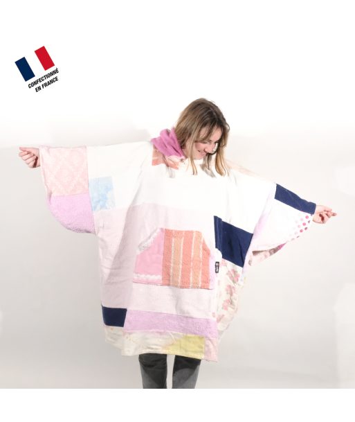 Poncho Anfibi unisexe 100% Upcyclé « Pink and Orange Style » modèle unique votre restaurant rapide dans 