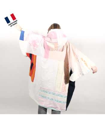 Poncho Anfibi unisexe 100% Upcyclé « Squares and Flowers » modèle unique Profitez des Offres !