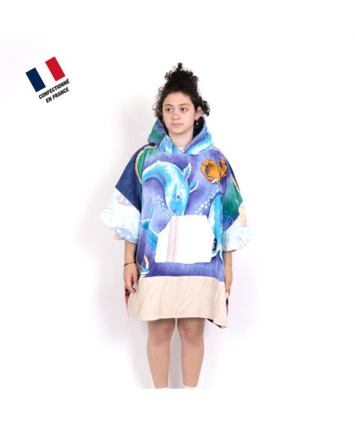 Poncho Anfibi Junior 100% Upcyclé « Diving Dolphin » modèle unique français