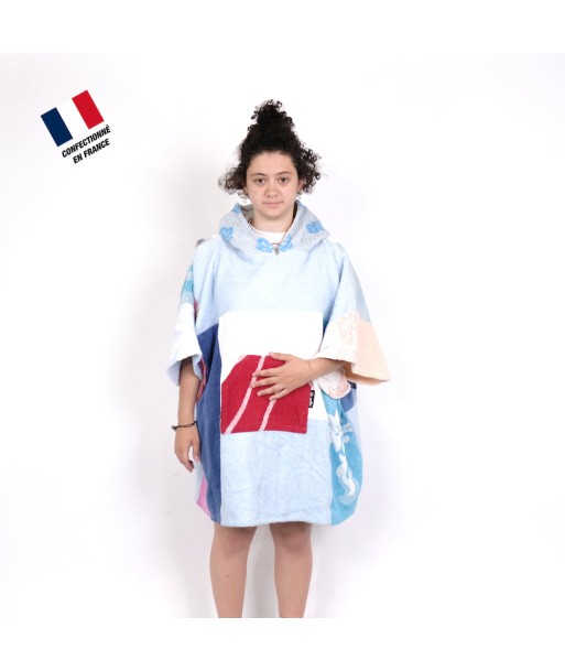 Poncho Anfibi Junior 100% Upcyclé « Blue Leaves » modèle unique Faites des économies