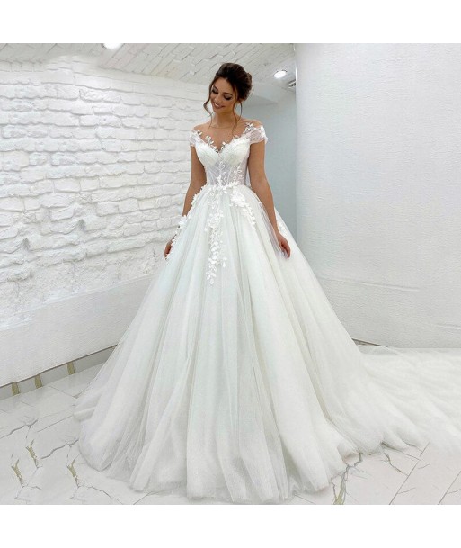 Robe de Mariée Princesse Dentelle avec Traine Amélioration de cerveau avec