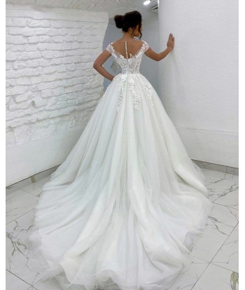 Robe de Mariée Princesse Dentelle avec Traine Amélioration de cerveau avec