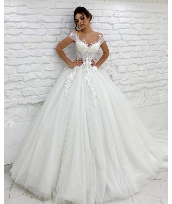 Robe de Mariée Princesse Dentelle avec Traine Amélioration de cerveau avec