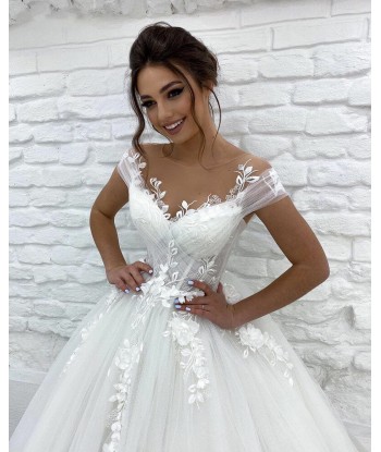 Robe de Mariée Princesse Dentelle avec Traine Amélioration de cerveau avec