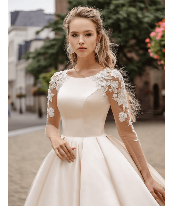 Robe de Mariée Princesse Beige brillant des détails fins