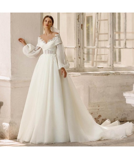 Robe de Mariée Princesse Manche Longue Dentelle les ligaments