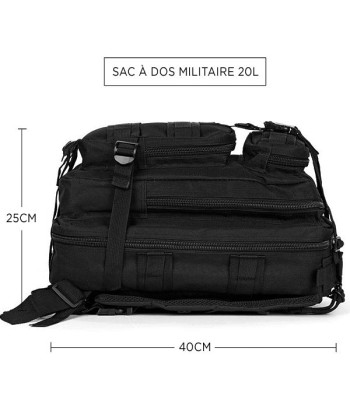 Sac à Dos Militaire Noir 20L meilleur choix