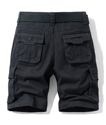 Short Cargo Style Noir Homme brillant des détails fins