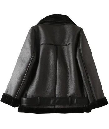 Blouson Aviateur Cuir Noir Femme solde