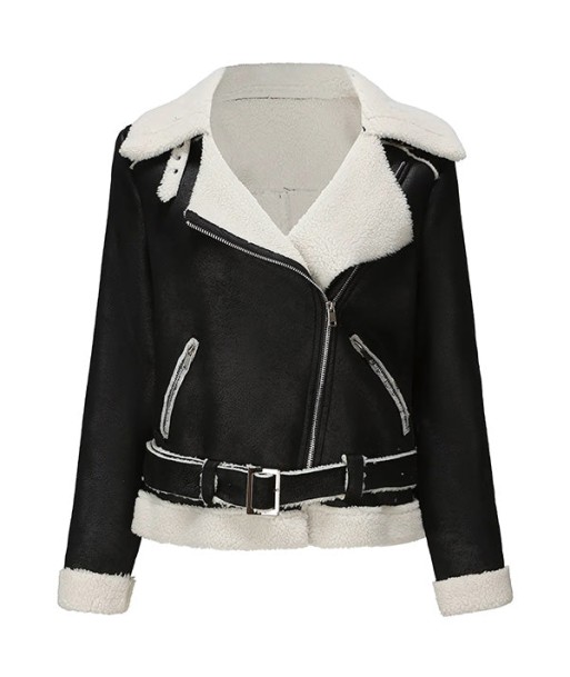 Blouson Aviateur Noir et Blanc Femme plus qu'un jeu 