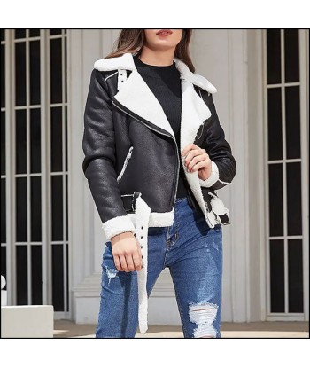 Blouson Aviateur Noir et Blanc Femme plus qu'un jeu 