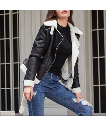 Blouson Aviateur Noir et Blanc Femme plus qu'un jeu 