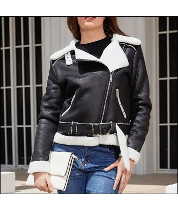 Blouson Aviateur Noir et Blanc Femme plus qu'un jeu 